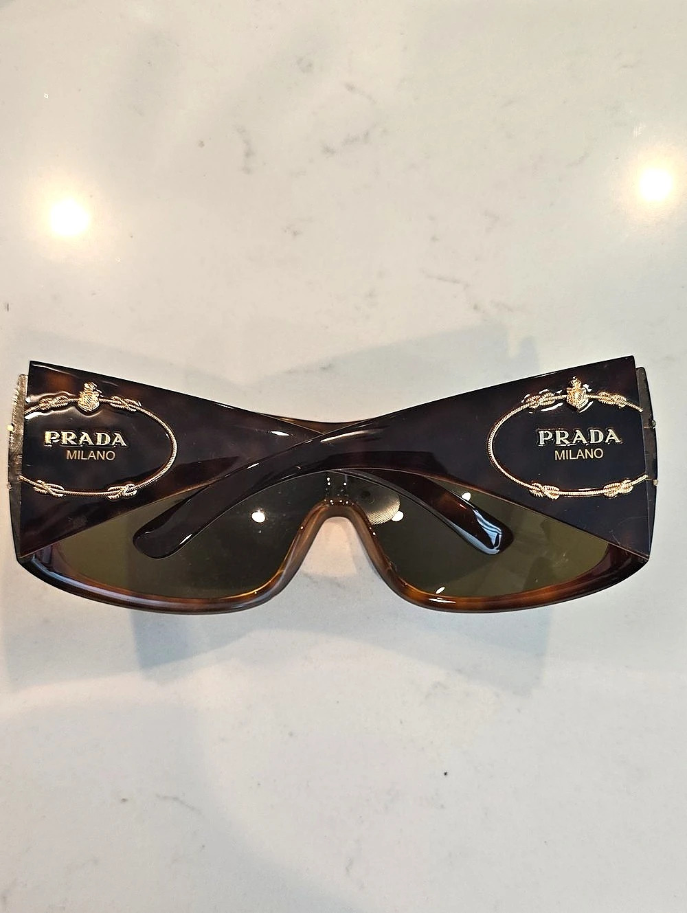 Prada Gold Fororse Brown Tortoiseshell Sunglasses Like New